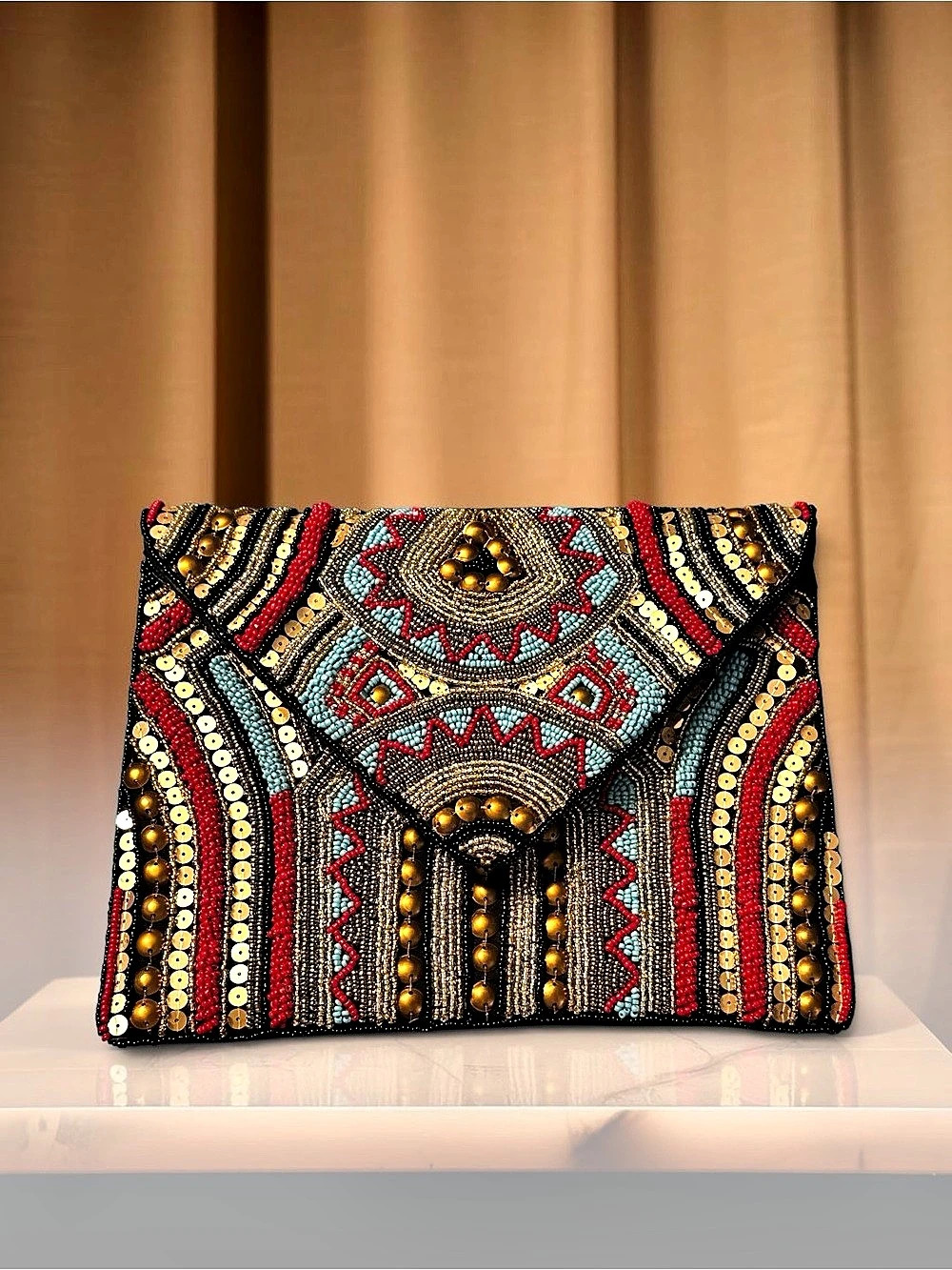 Sassy Jones Beaded & Sequined Clutch